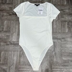 NEW Forever 21 Cream Square Neck Bodysuit Size Medium